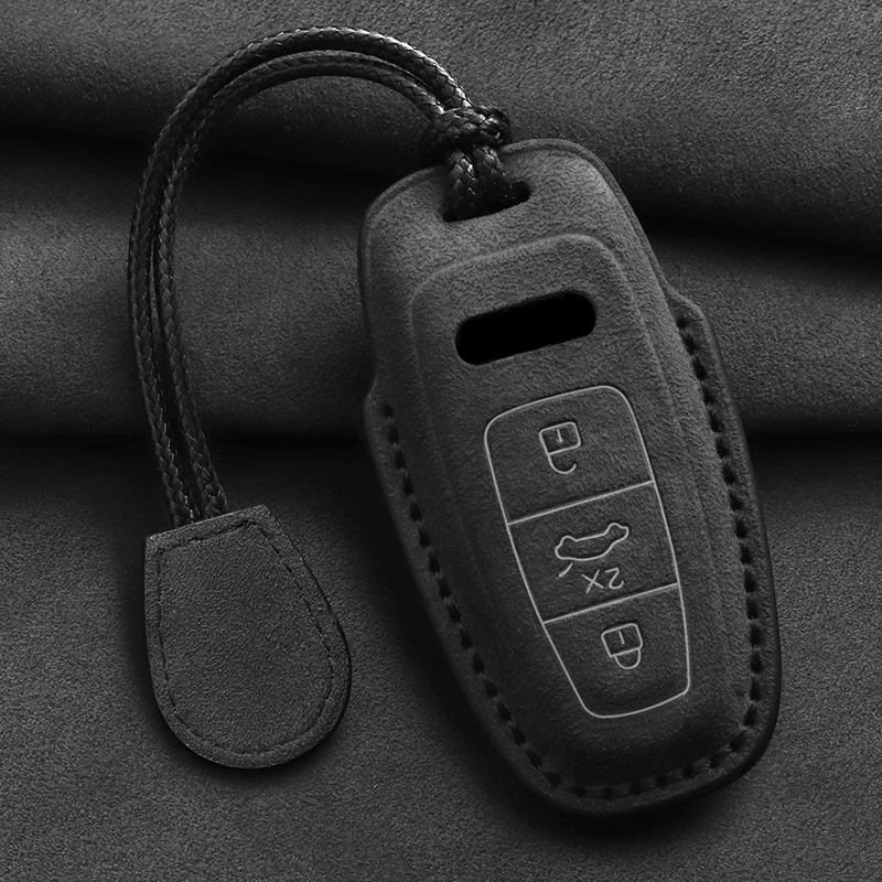 Leather Car Key Case Fob for Audi A6 A4 A5 A7 A8 C8 Q8 8S 8W Q7 B9 4M S5 S4 S7 D5 TT TTS TFSI E-Tron