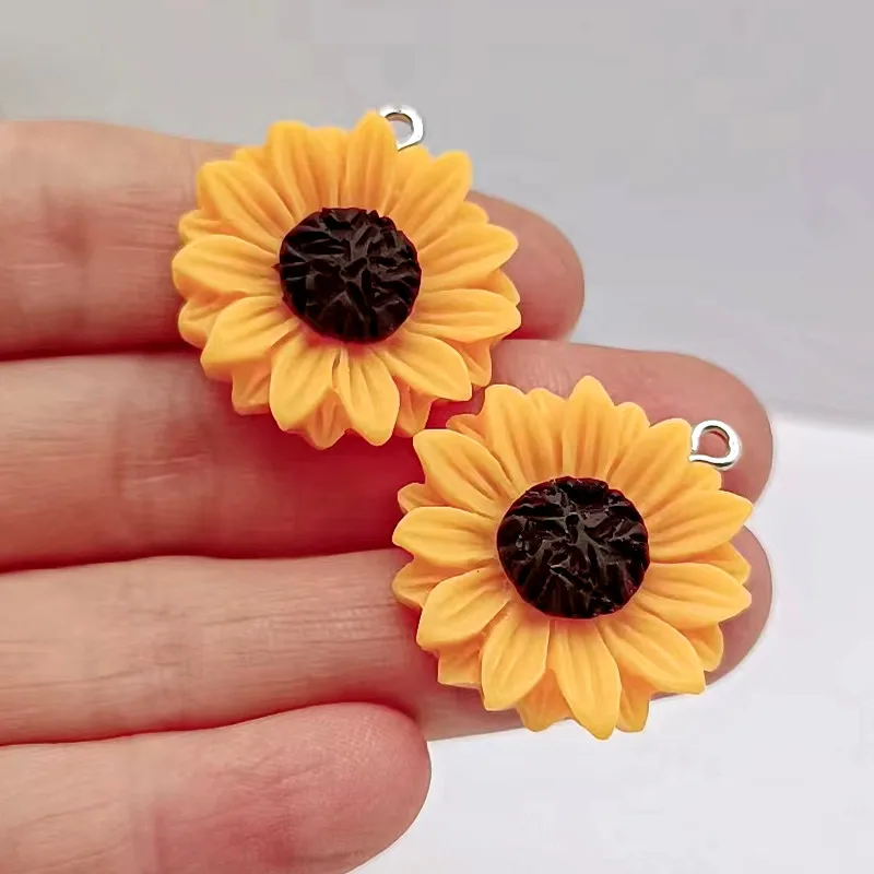 10pcs2724mmTrendSunflowerFlowerResincharmsForMakingCraftAccessoryDecorBulkDIY