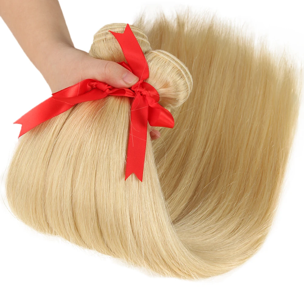 Fasci di capelli umani lisci eleganti 613 fasci di tessuto di capelli umani lisci brasiliani biondi fasci singoli estensioni dei capelli di Remy - immagine 6
