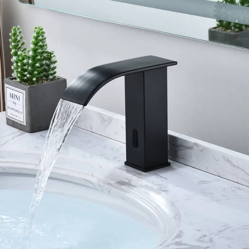 Bakicth - černá koupelna pípa montuje paluba automatický senzor voda směšovače vztyčit svobodné dotek bortit se ťuknout koupelna bortit se kohoutky grifo