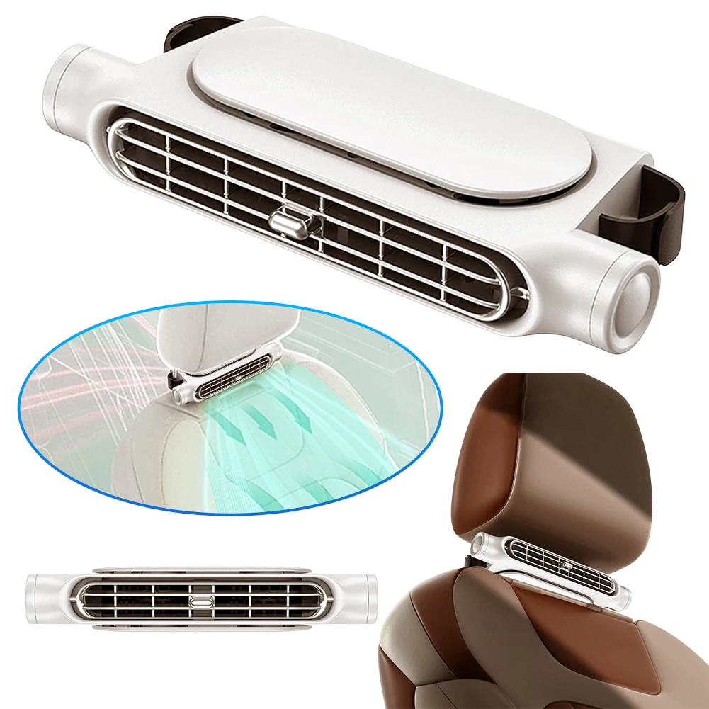 Car Headrest Cooling Air Fan 3 Speeds Adjustable Car Interior Rear Headrest Fan Cooler Air Cooling Fan Summer Car Accessories