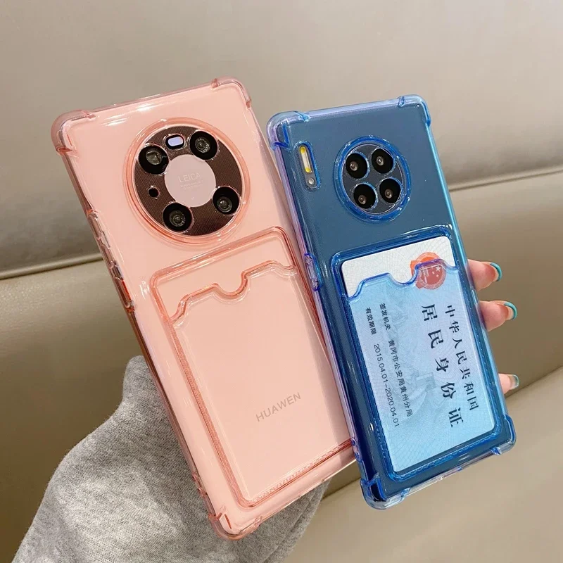 

Airbag Bumper Soft TPU Clear Phone Case For Huawei P30 P40 Pro Card Slot Bag Back Cover For Huawei Mate 30 40 Pro Case T10