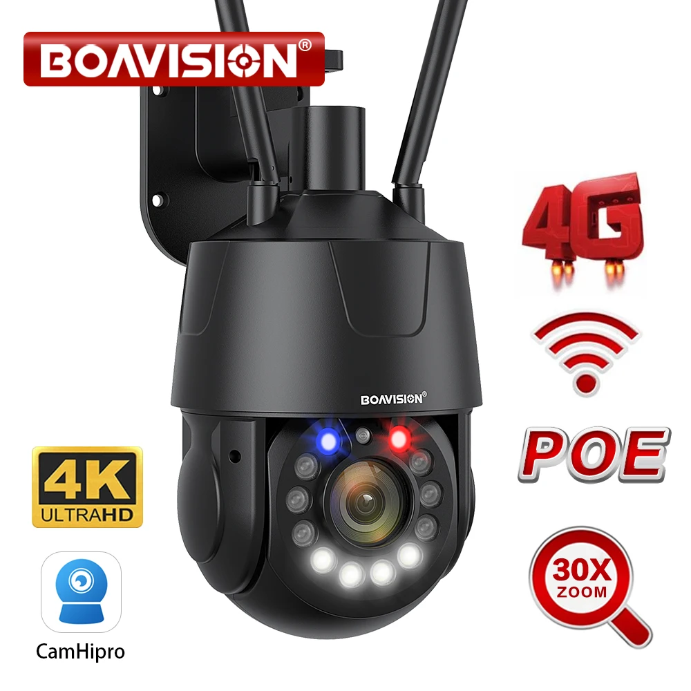 Outdoor Surveillance Camera WIFI 4G POE 8MP 5MP 30X Optical Zoom AI Auto Tracking 150M IR Distance Metal PTZ Security Camera