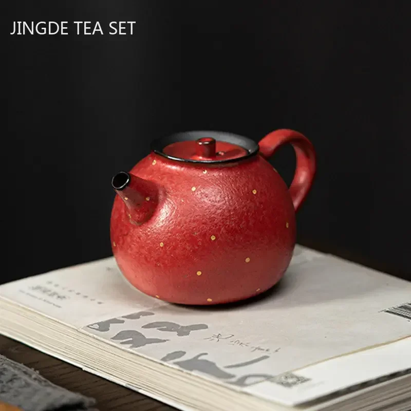 180ml Vintage Red Glaze Teapot Handmade Ceramic Beauty Tea Kettle Tradition Filter Tea Infuser Chinese Tea Ceremony Supplies