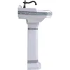 Pedestal Sinks for Bathrooms Wide White Porcelain Bathroom Pedestal Wall Mounted Sink with Green Gold Accent 6