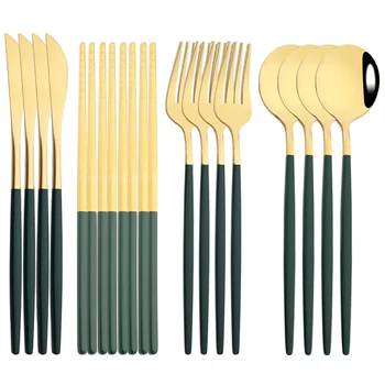 Luxury Green Gold Cutlery Set 1