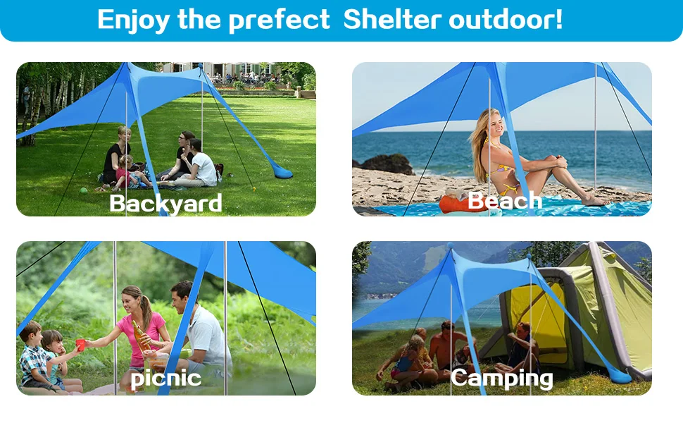 Description Picture 6 of itemBeach Sun Shade 1-3 People UV Resistant Camp Bed Tent Sun Shelter Canopy Garden House with Storage Bag for Camping Fishing