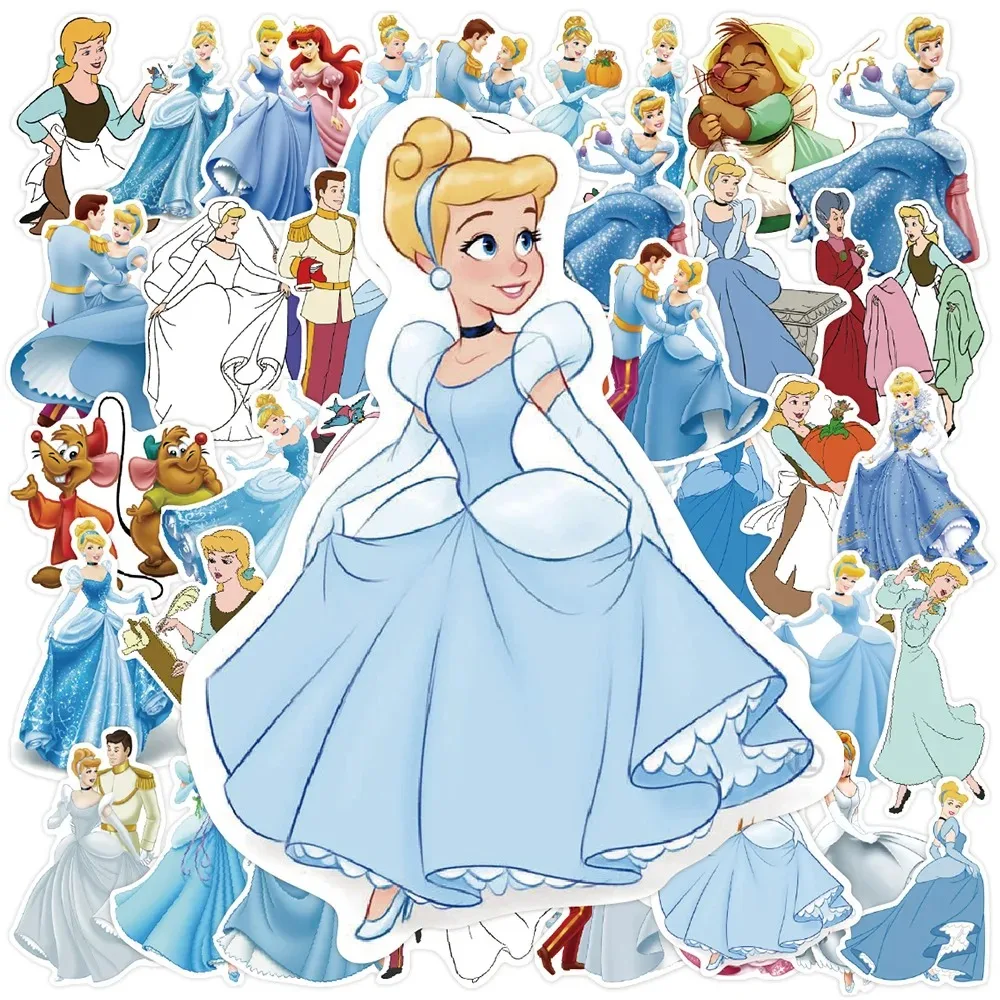 50 Stück Disney Cinderella Anime Graffiti-Aufkleber Prinzessin Cartoon-Sticker für Handy Computer Notizbuch Schreibwaren DIY Spielzeug Secret