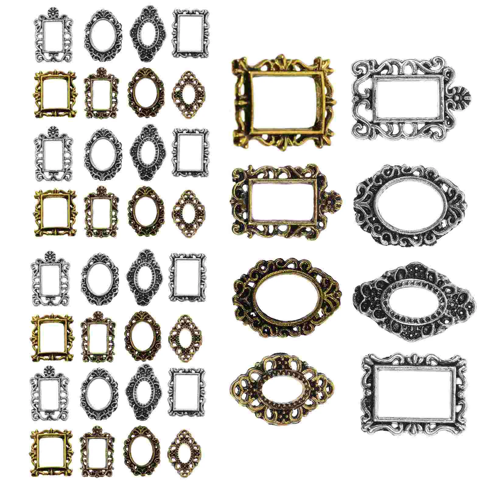 40 Pcs Metal Photo Frame Nail Baroque Picture Frame Acrylic Powders Liquids Nail Tools Professional Home Use Elegant