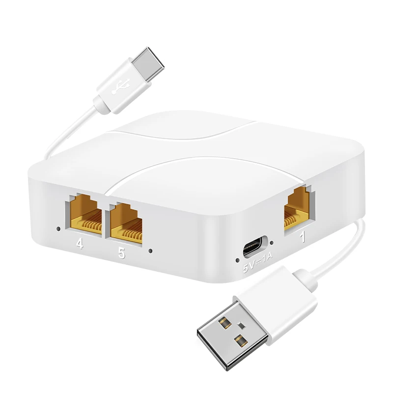 기가비트 USB C 전원 인터넷 이더넷 스플리터, 네트워크 케이블 익스텐션, 범용 고속 어댑터, 1-2 Rj45