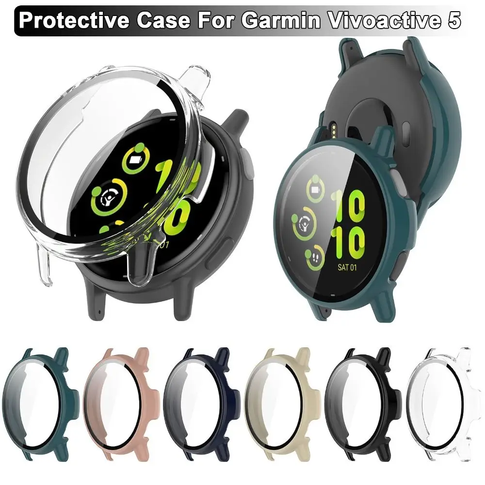 Watch Screen Protector Case Watch Protective Case Watch Cover Watch Protective Cover For Garmin Vivoactive 5 Casing Screen Protector shell PC Full Cover Tempered Film Hard Case