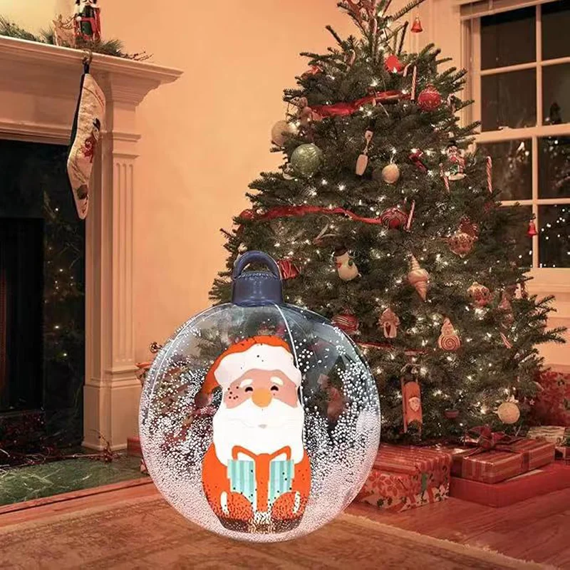 60cm Transparent Giant Balloon Inflatable Christmas Ball with Lights PVC Inflatable Decorated Ball Christmas Ornaments