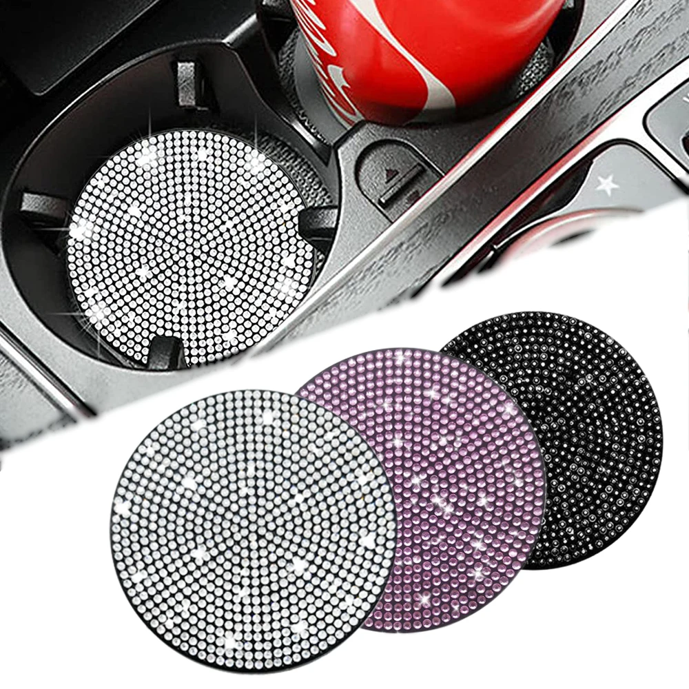Mchoice Bling Car Coasters for Cup Holders, 4 Pcs Rhinestone Car  Accessories Cup Holder Insert Car Coasters for Women, 2.75 Inch Anti Slip  Silicone Car Cup Coasters Car Mats for Women Bling