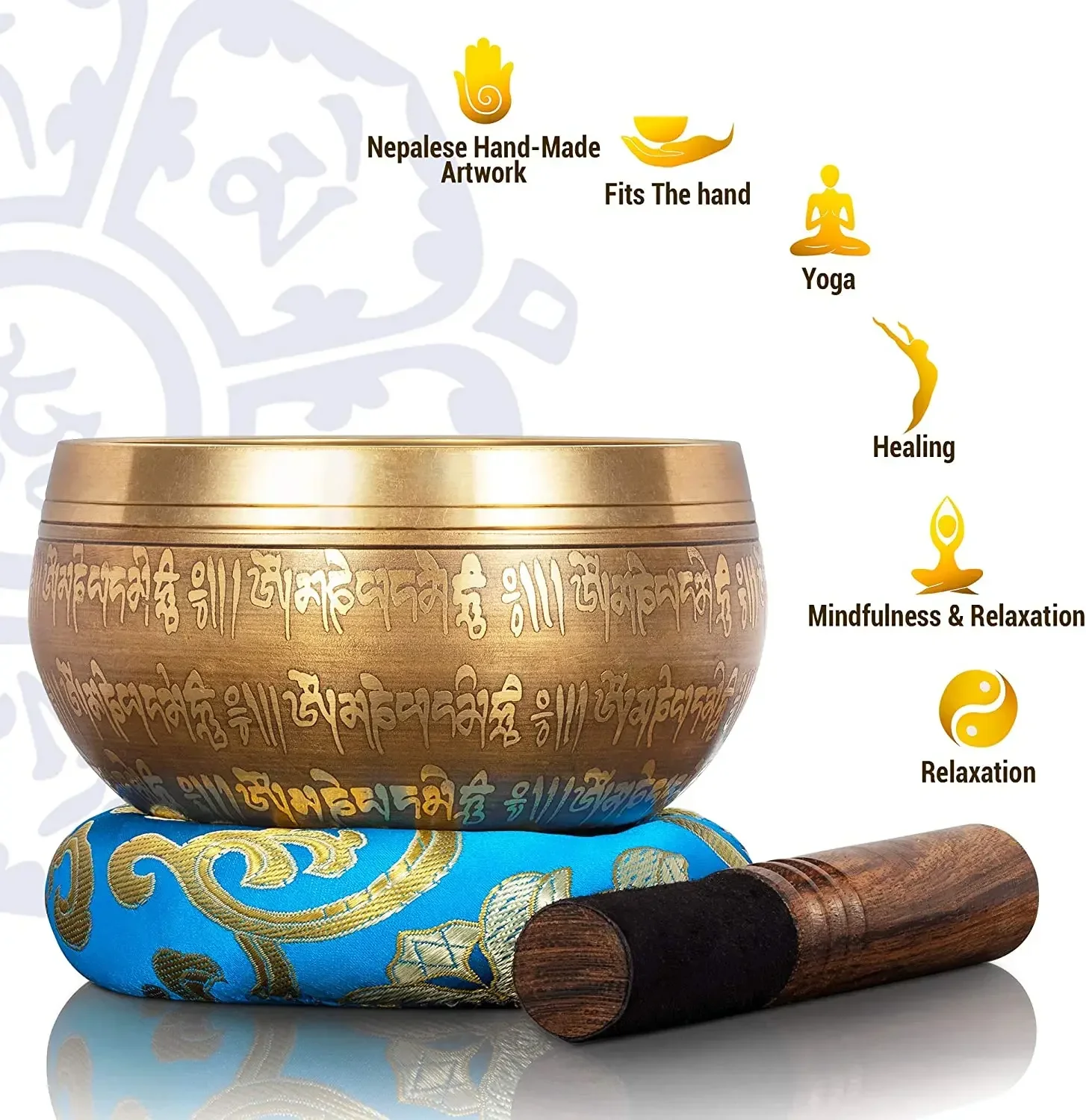

Leather Budhhist Meditation Design Stick With New Mantra 4 Inside Tibetan Bowl Buddha