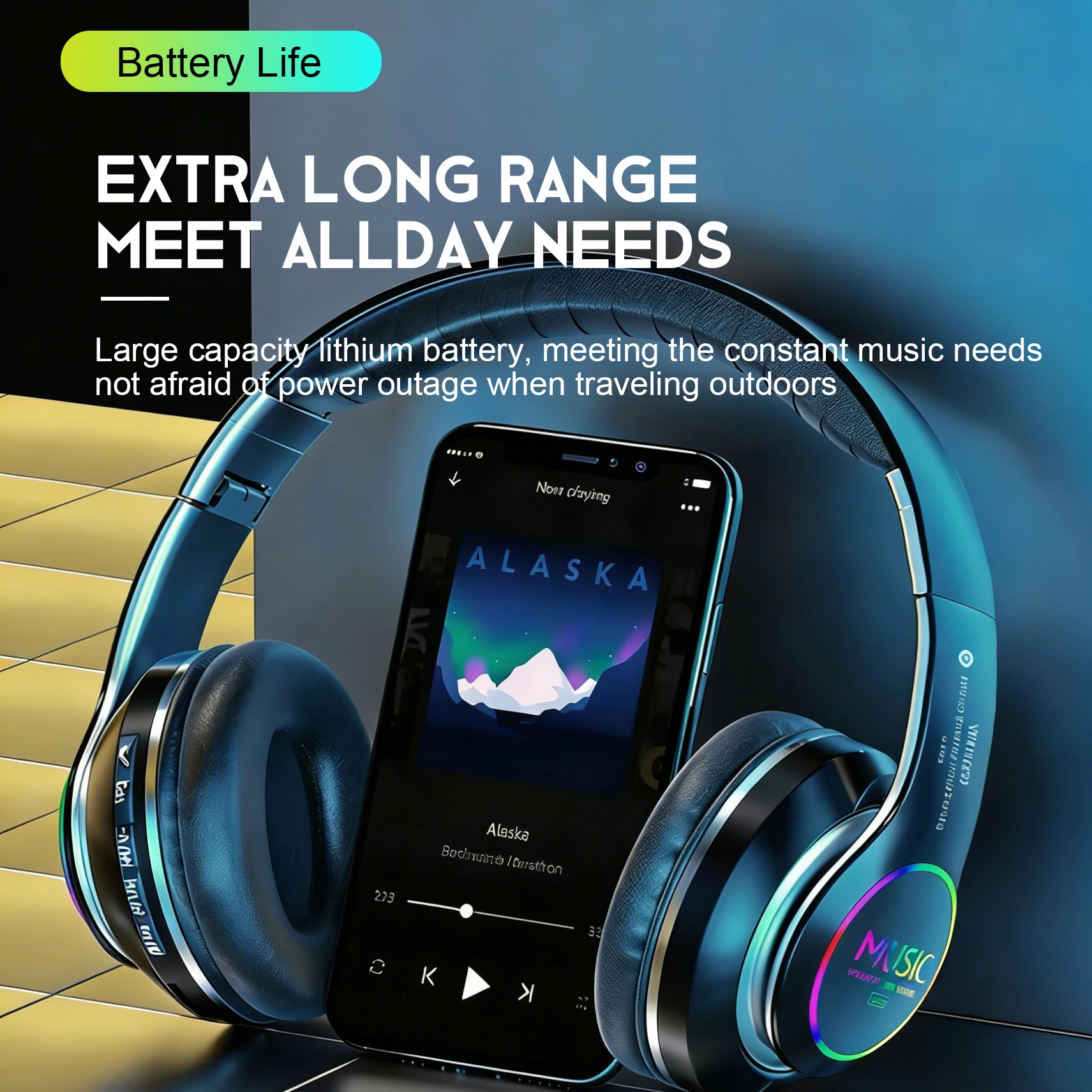 Wireless Bluetooth Headphones with Microphone - On-Ear, Stereo Sound, Foldable, for Sports and Office Use