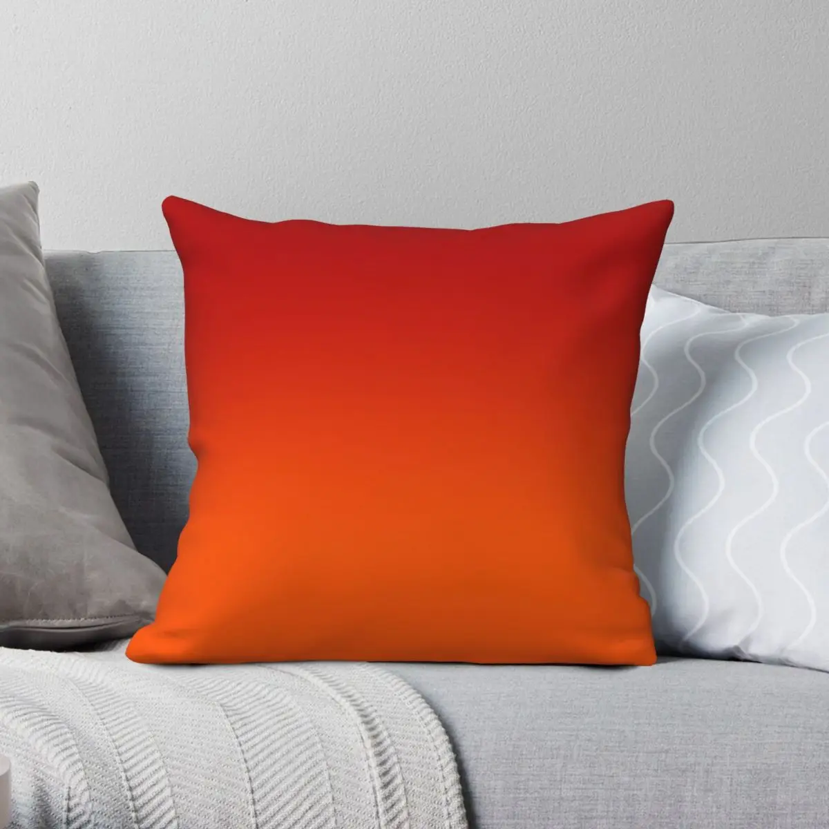 

Red To Orange Ombre Square Pillowcase Polyester Linen Velvet Pattern Zip Decor Throw Pillow Case Sofa Cushion Cover 18"