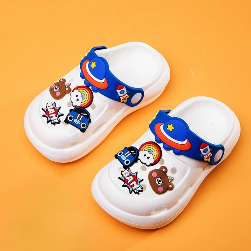 Children Summer Kawaii Bear Rainbow Outdoor Non Slip Soft Baby Clogs Cute Hole Shoes for Boys Girls Home Beach Sandals Slippers takara tomy summer hello kitty thin section boys and girls outdoor sunscreen breathable ice sleeves students cute sleeves