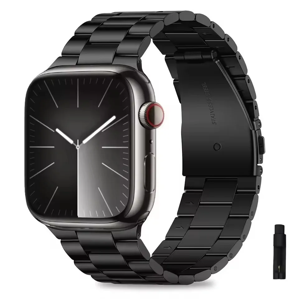 ตัวเลือกสินค้า สายโลหะสีเงินสุดหรูสำหรับ Apple Watch หลายขนาด