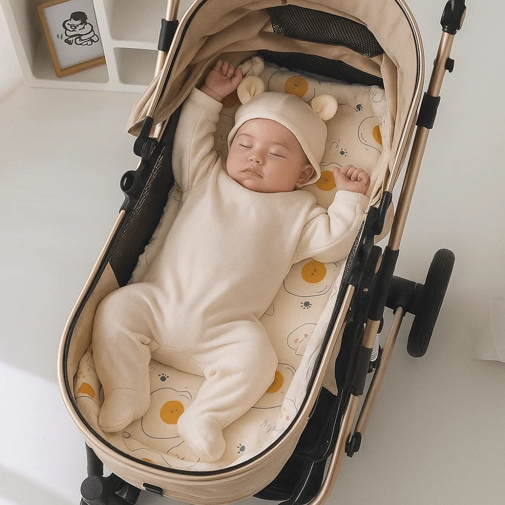 Soft Baby Stroller Cushion Comfortable Cartoon Printed Baby Pram Seat Mat Car Seat Breathable Dining Chair Cotton Pad