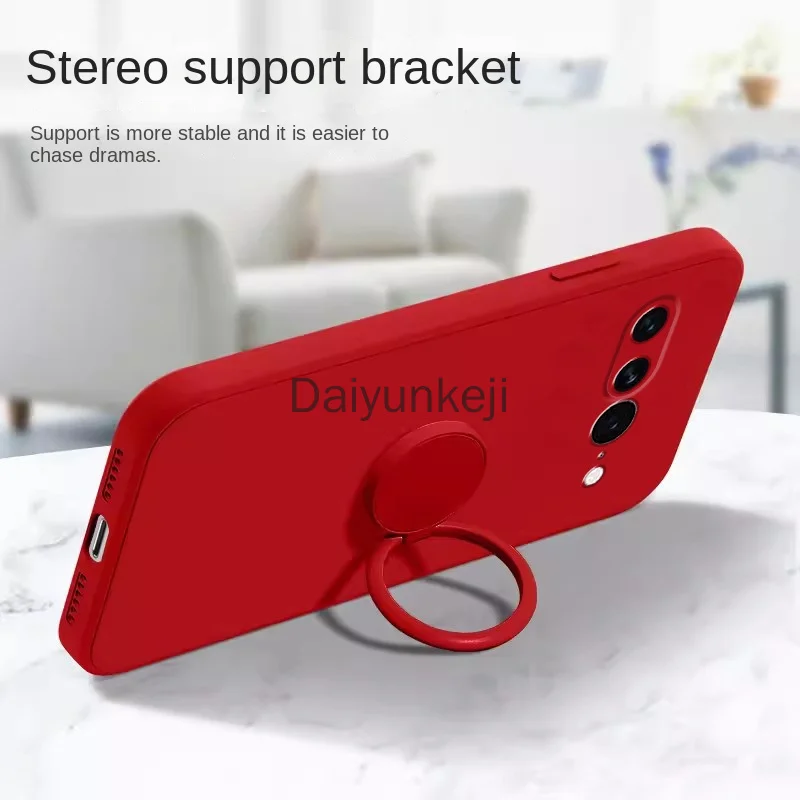 Silicone Phone Case with Ring Holder and Lanyard - Liquid Soft Protective Cover