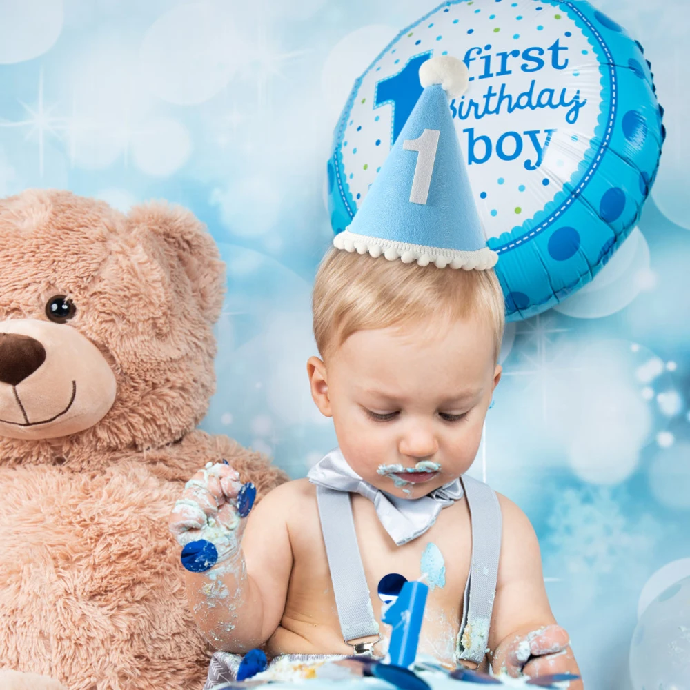 Hut zum ersten Geburtstag, Leinen-Filzhut, Baby-Stirnband zum 1. Geburtstag, Vliesstoff, 1-jähriger Duschhut, Foto-Requisite für Kleinkinder – Detail 5