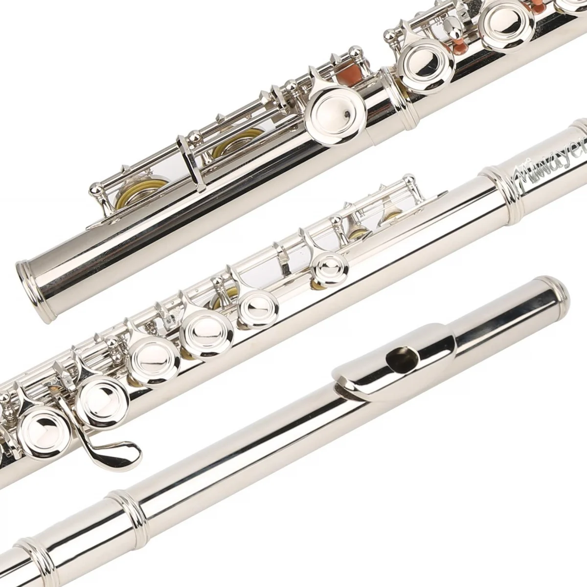 Miwayer 16 Closed Open Holes C Key Professional Transverse Flute Concert Musical Instrument with Box Cleaning Cloth Stick Glove woodwind flute