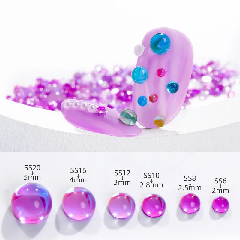

2880PCS Color Fluorescent Round Nail Art Rhinestone Nail Art Decoration Flat Bottom Glass Rhinestone SS6-SS20