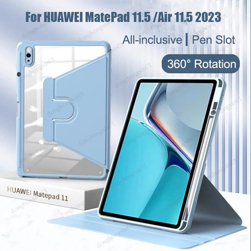 

For HUAWEI MatePad 11.5 Inch Case 2023 360 Degree Rotation Stand Cover for MatePad Air 11.5 10.4 V6 10.4 Case With Pen Slot