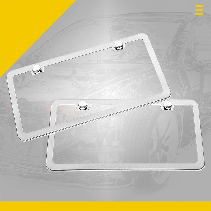 Stainless Steel Car License Plate Frame Covers Kit Decor Protect Lid Chrome Screw Caps Silver Exterior Car Accessories 2Pcs license plate bracket license plate frame license plate holder