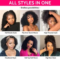 ISEE Hair – demi-perruque 3 en 1, cheveux naturels crépus bouclés, bandeau amélioré, sans colle, avec cordon de serrage, Clip sans couture, rabattable 5