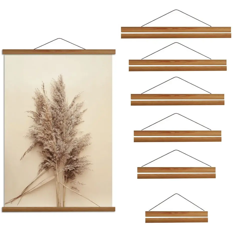 Natural Magnetic Wooden Frame Poster Hanger Photo Frame Poster and Prints White Wood Wall Hanging Wall Painting Home Room Decor photo frame