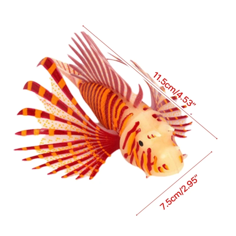 Luminously Artificial Lionfish Silicas Fish Ornaments Glowing in Dark Decors