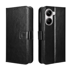 Premium Flip Leather Wallet Case with Card Slots and Kickstand - Protective Cover for Poco X7 Pro (Black)