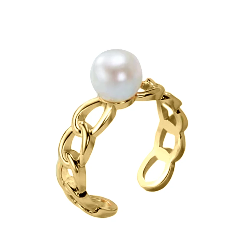 MULICHEN 7-8mm Freshwater Pearl Flat Round Pearl Ring For Women Fashion Open Versatile  Jewelry Hand Decoration Free Shipping