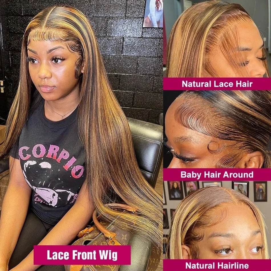 Meodi 13x4 Highlight Wig Colored Lace Front Human Hair Wigs For Women 13x6 Hd Pre Plucked Honey Blonde Straight Lace Frontal Wig