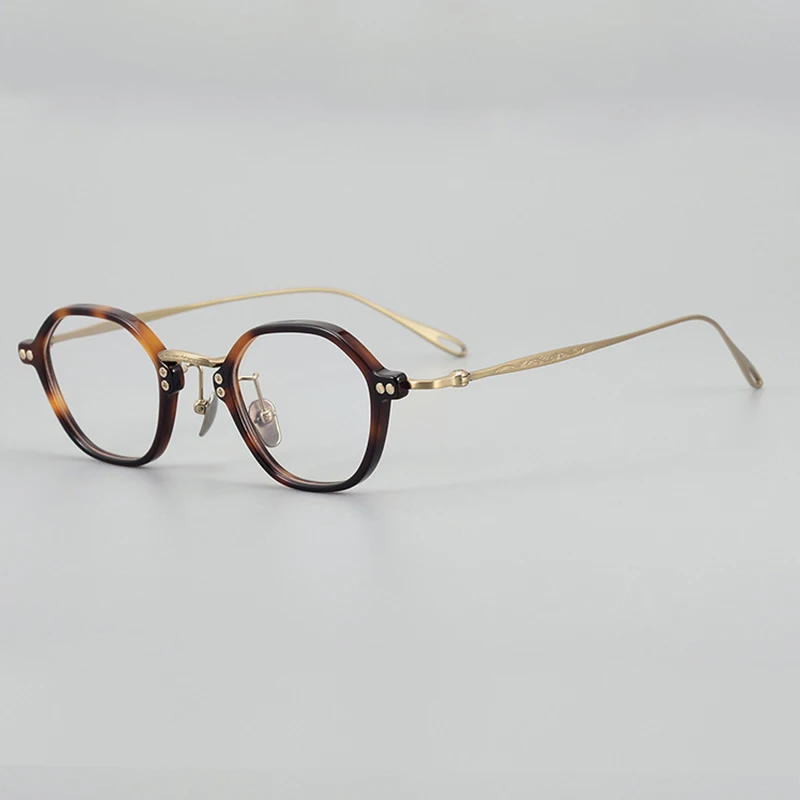 

Handmade Titanium Acetate Round Eyeglasses Frame Vintage Men Full Rim Optical Eyewear Prescription Myopia Glasses Women
