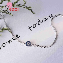Elegant Blue Eye Crystal Bracelet in 925 Sterling Silver for Women and Girls - Perfect for Special Occasions (Gold)