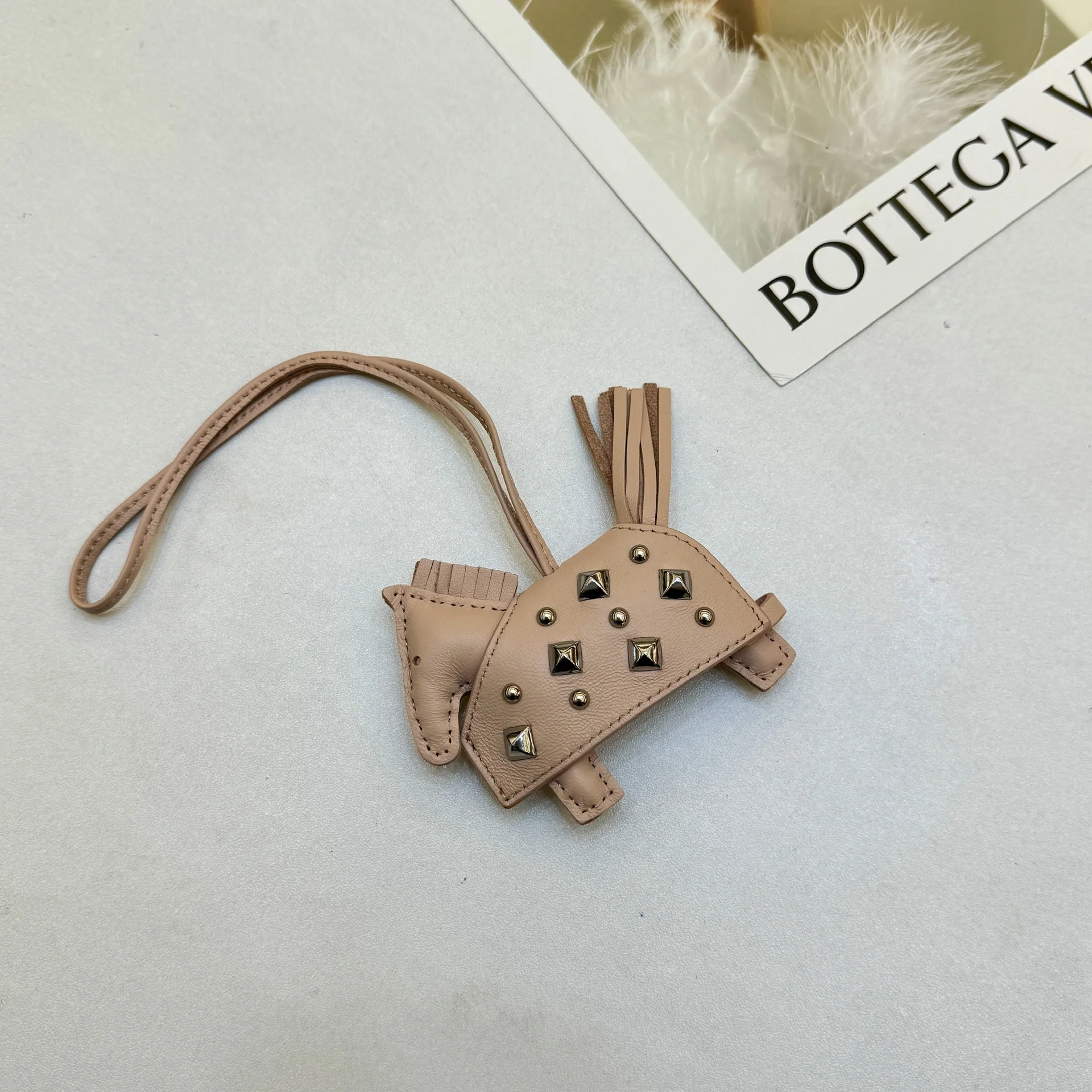 Soft Leather Pony Pendant, Car Pendant, Key Pendant, Handmade Leather New Rivets War Horse Bag Charm, Bag Charm Leather