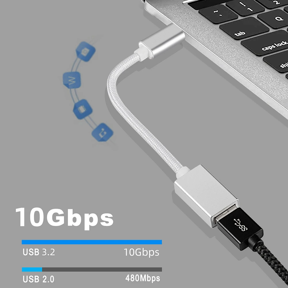 OTG Cable Type C 10Gbps USB to Type C Adapter Connector for Laptop Phone Female USB to Male USB C Data Cable for Mouse Keyboard BEST SELLERS