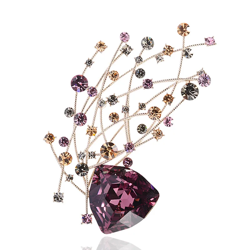 Exquisite Super Flash Imitation Crystal Flower Large Brooch High-grade Temperament Female Coat Coat Niche Design Sense Pin