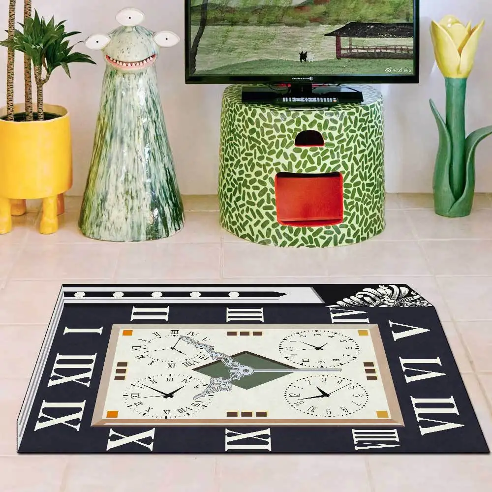 Fashion Retro Clock 3D Printed Carpets Living Room Large Area Rugs Bedroom Modern Home Decoration Washable Floor Mat | Дом и сад