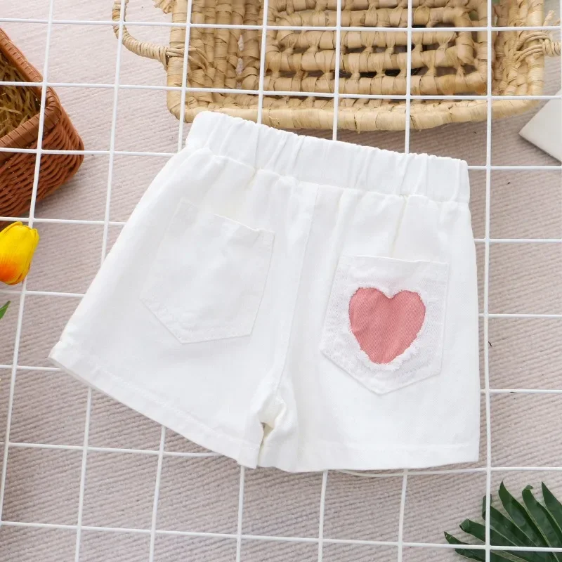 2025 New Summer Kids Wears Pink Children Shorts Baby Cotton Pants Girls Pant Cartoon Children Casual Pants 3-6 Years 5