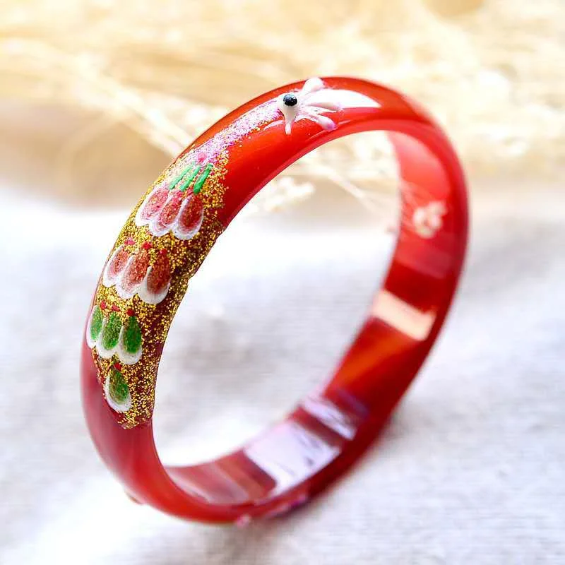 Jia Le/ Natural Brazil Inlaid Peacock Red Agate Bangle Accessories Fine Jewelry Bracelet Man And Woman Couple Party Gifts