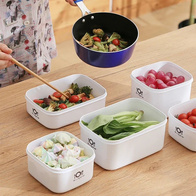 Rectangular Smal Medium Large Lunch Box Plastic Refrigerator Fruit Crisper Microwaveable Bento Box Food Storage Box 6