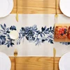 Boho Blue Flowers Linen Table Runners Dresser Scarf Table Decor Kitchen Dining Table Decor Farmhouse Holiday Wedding Party Decor 5