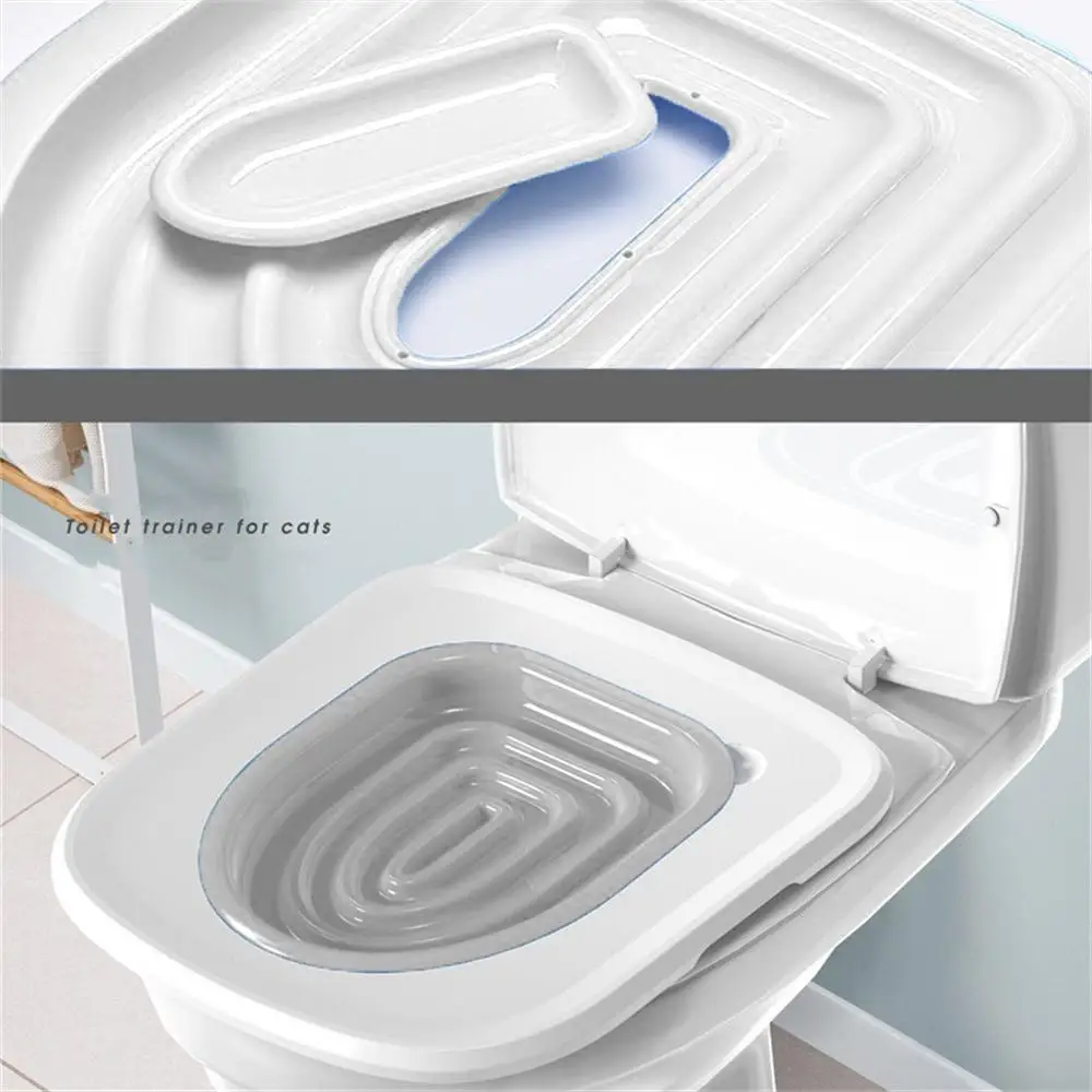 Cat Toilet Trainer Upgrade Reusable Training Toilet For Cats Plastic Training Set Cat Litter Box Mat Pet Accessaries