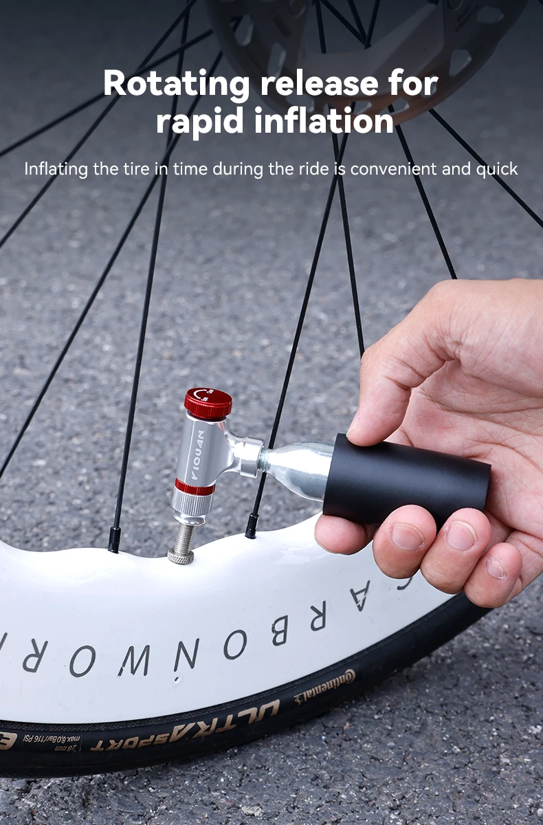 Schnelle CO2 Luftpumpe Tragbare Aluminium Legierung Straße Fahrrad Reifen Inflator Einstellbare MTB Reifen Pumpe Fahrrad Zubehör – Detail 8