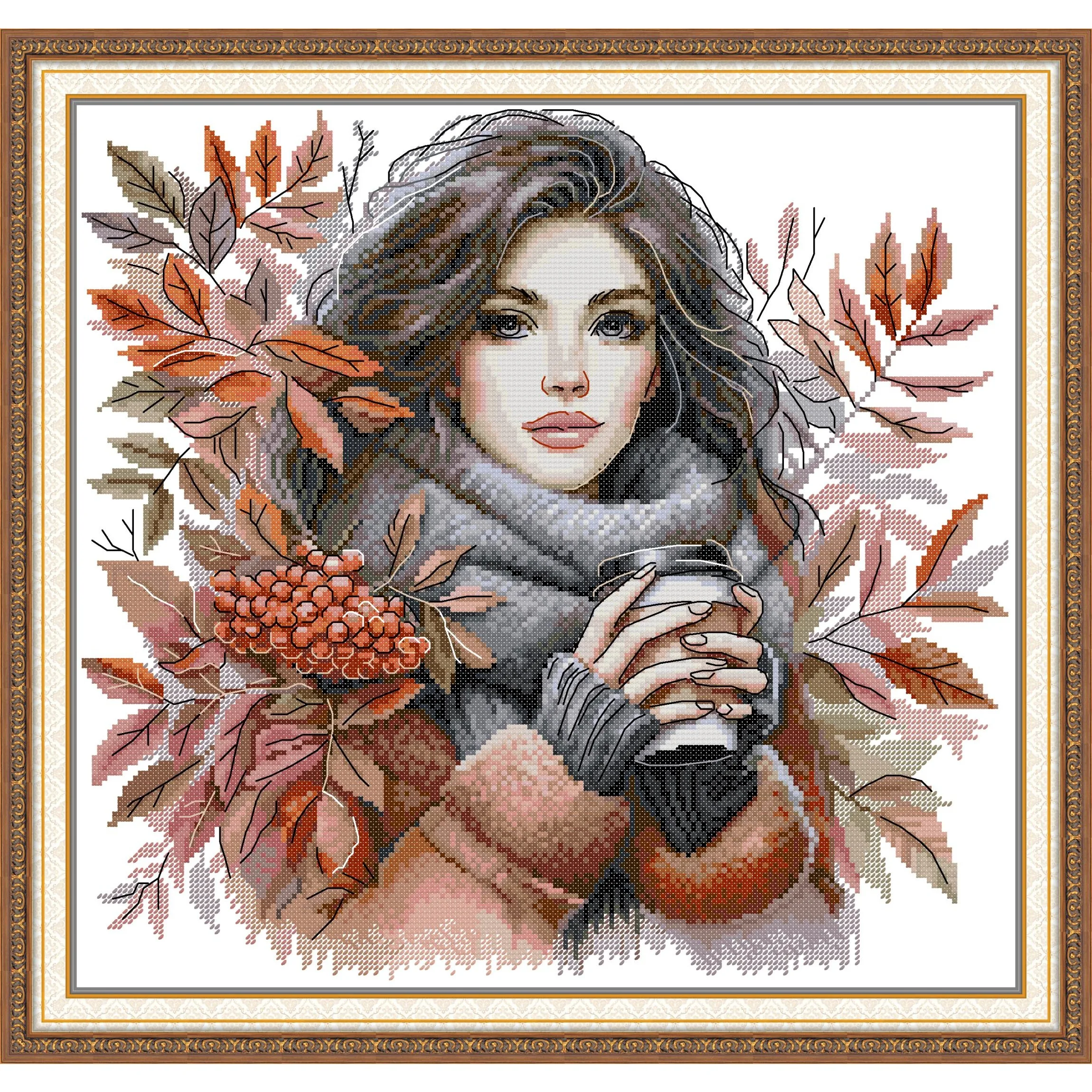 Joy Sunday Pre-printed Cross Stitch Kit Easy Pattern Aida Stamped