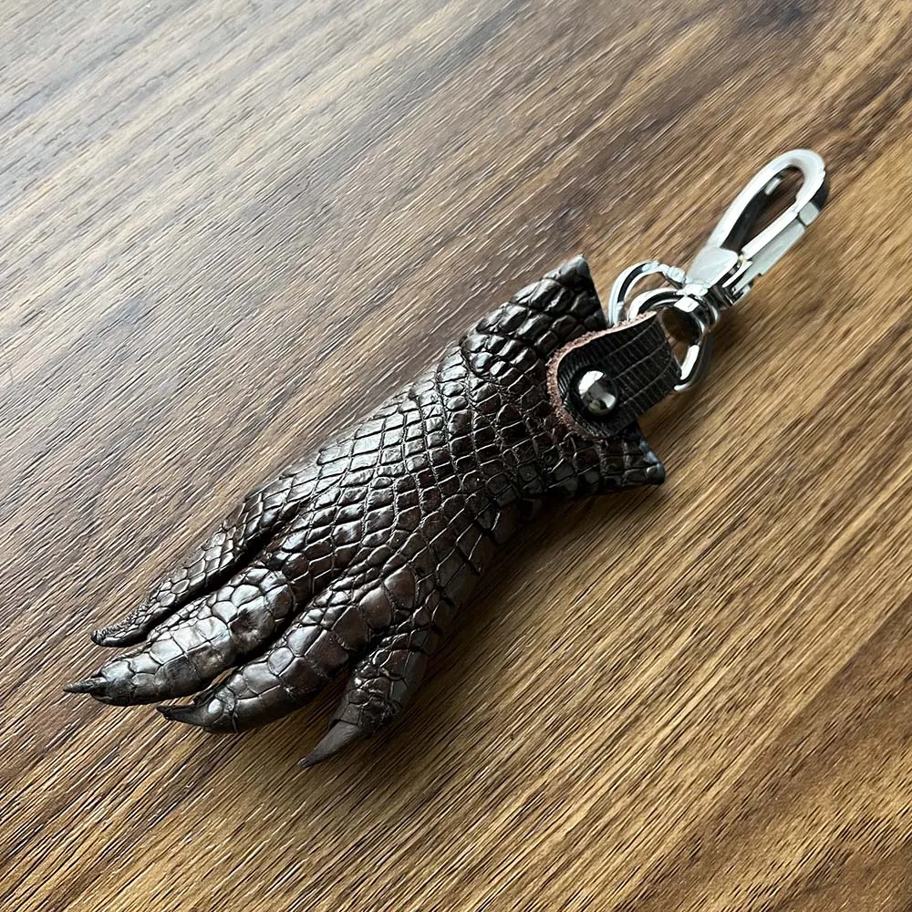 Skin of Crocodile KeyChain carabiner Genuine Leather Crocodile Skin Wallet with Key Ring Front and Rear Claw key case key holder key organizer key protector