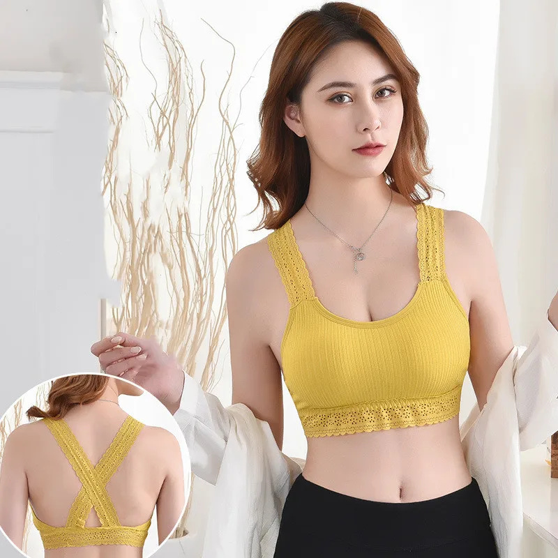Women Crop Tops Bra Tube Top Lace Bralette Sexy Lingerie Seamless Underwear Wire Free Brassiere Removable Pad Tank Female Top